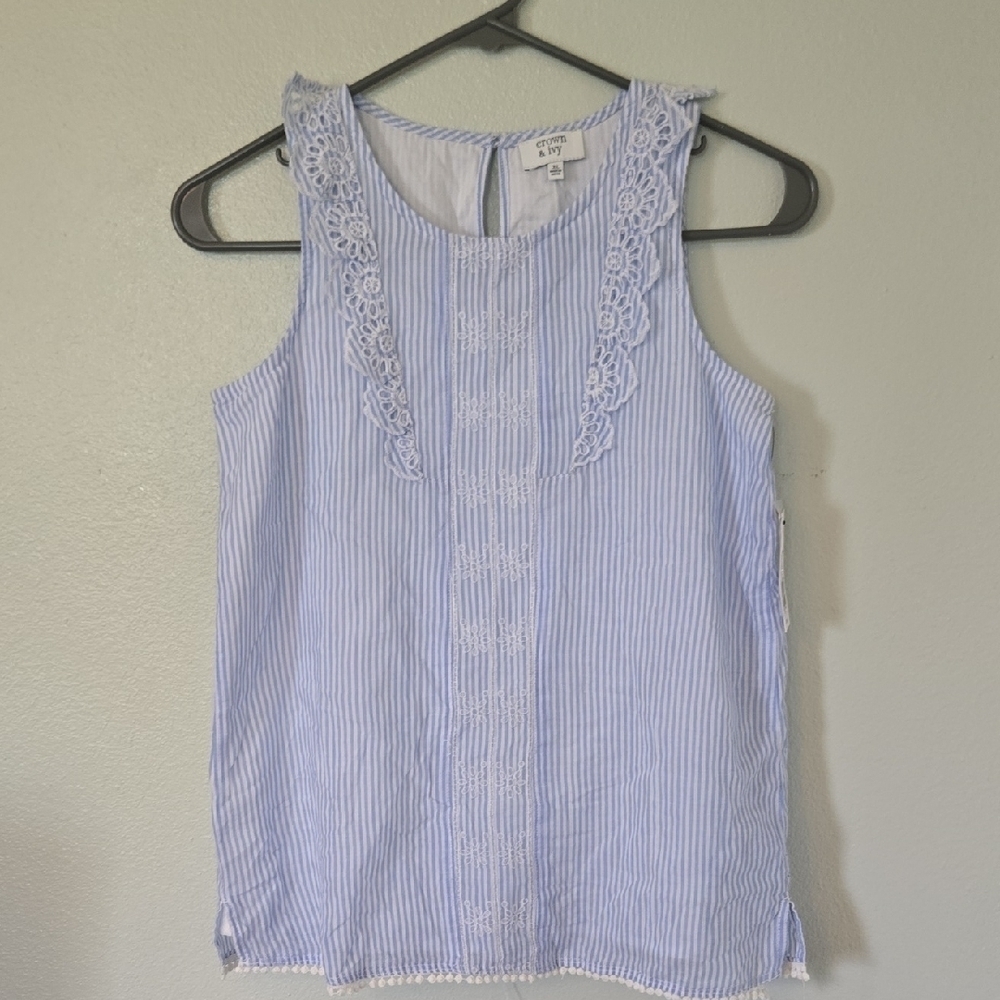 NWT Crown & Ivy Blue Striped Tank Size XL